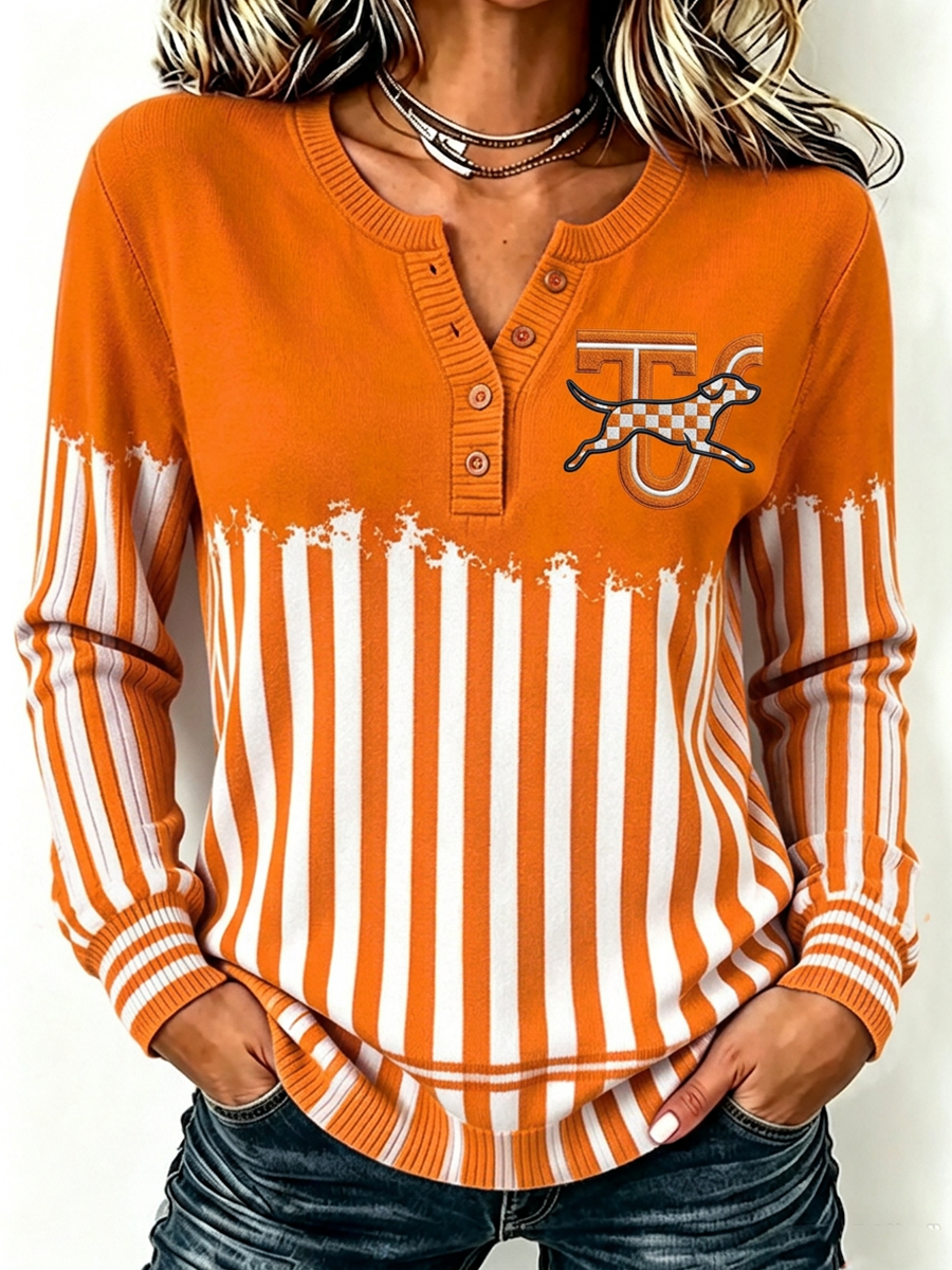 Women'S Checkered Henry Collar Casual Long Sleeved Sportswear