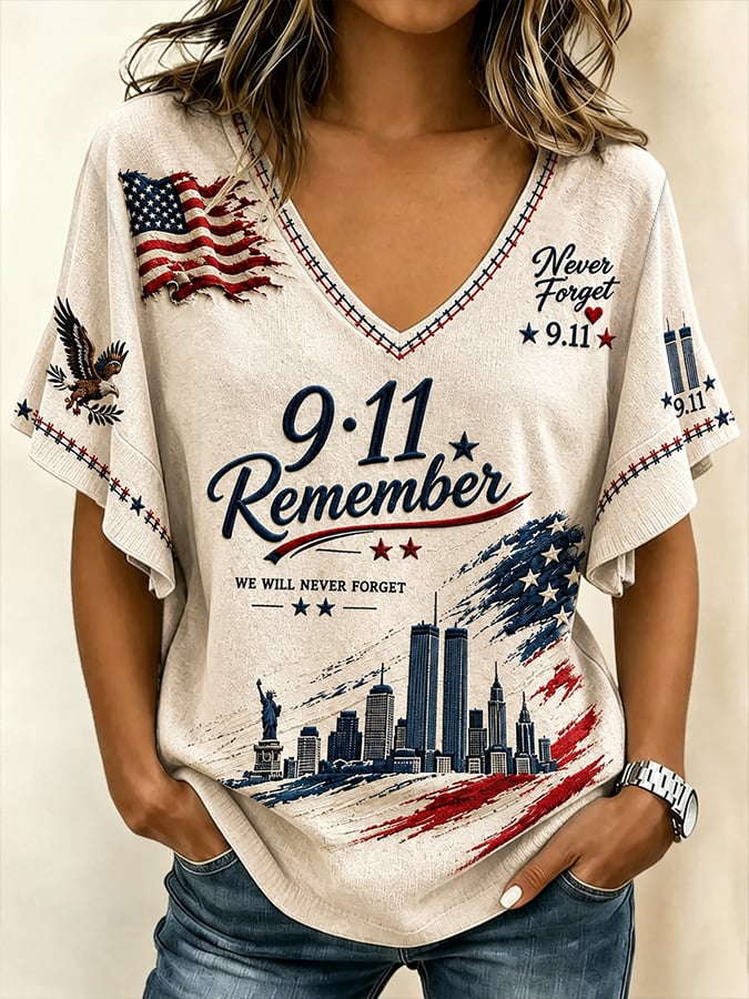 Women's We Will Never Forget 9 11  Print T-shirt