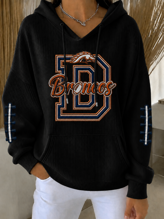 Women'S Football Printed Hooded Sweatshirt