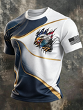 Men's Retro Eagle Color Block Waffle Knit T-Shirt