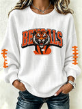 Women'S Football Print Round Neck Sweatshirt