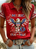Women's Casual 250th Anniversary Printed Polo Shirt