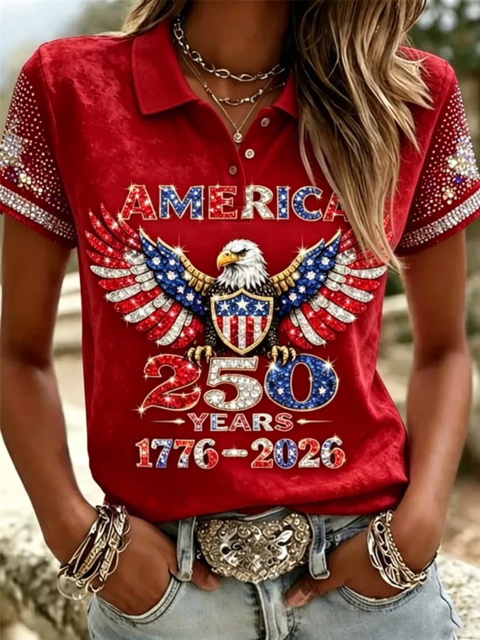 Women's Casual 250th Anniversary Printed Polo Shirt