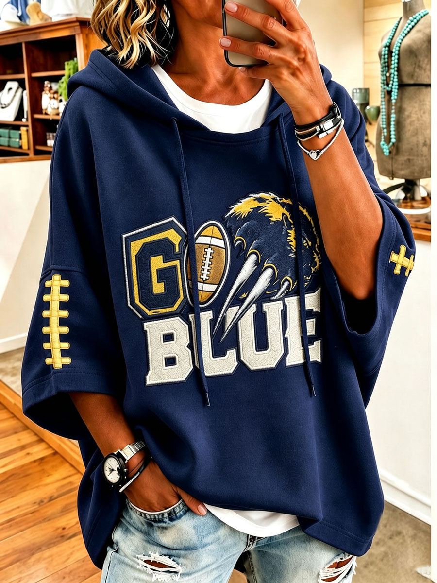 Women'S Retro Rugby Printed Hoodie