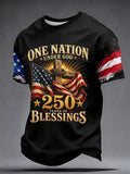 Men's Casual American Cross Eagle 250th Anniversary Celebration T-shirt