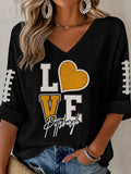 Women'S Football Print Waffle Top