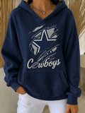 Women's Football Fan Printed Vintage Hoodie