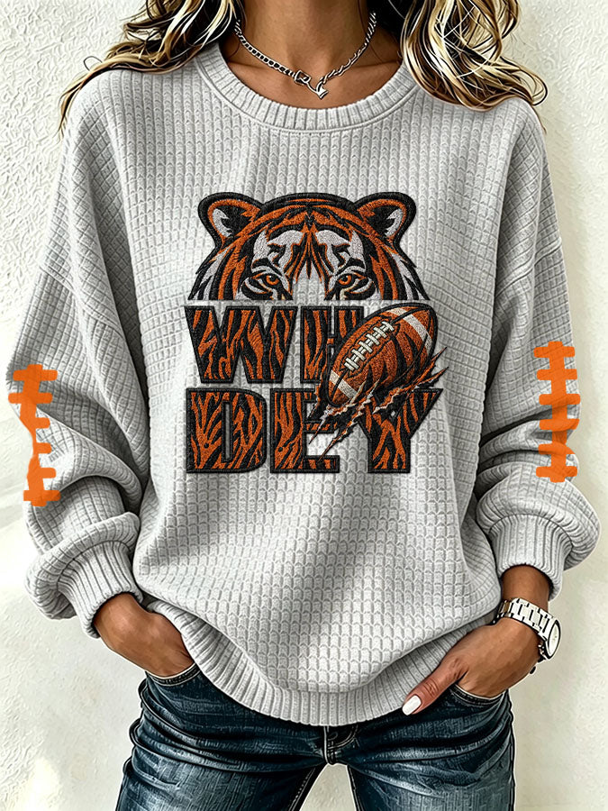 Women'S Football Print Round Neck Sweatshirt