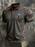 Men'S American Flag Print Casual Polo Shirt