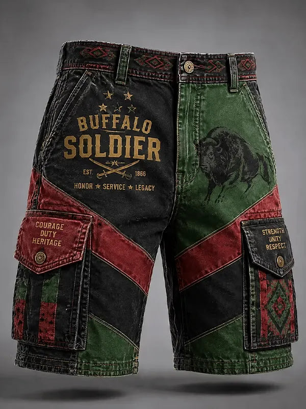 Men's Juneteenth Buffalo Soldier Art Print Shorts