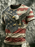 Men's Casual American Independence Day Flag Printed T-Shirt