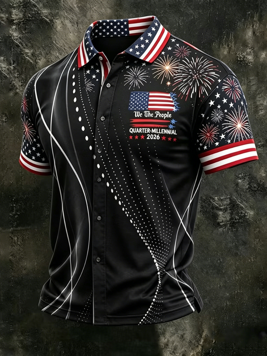 Men'S 250Th Anniversary National Commemorative Casual Printed Shirt