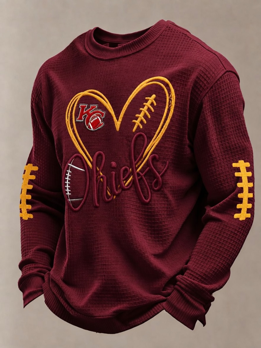Men'S Football Printed Waffle T-Shirt