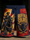 Men's Buffalo Soldier Art Print Casual Shorts