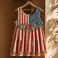 Women's Vintage American Flag Floral Printed Tank Top
