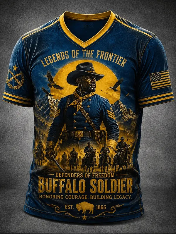 Men's Juneteenth Buffalo Soldier Cycling Art Print Top