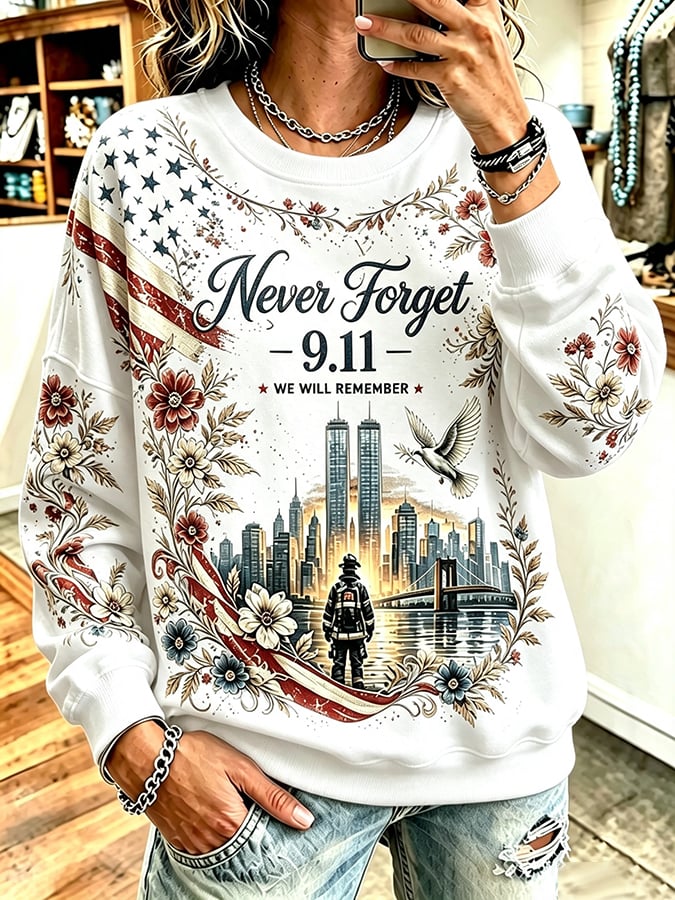 Women's Never Forget September 11 Print Top