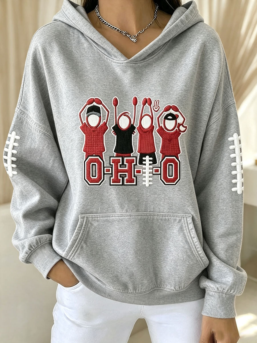 Women's Football Fan Printed Vintage Hoodie