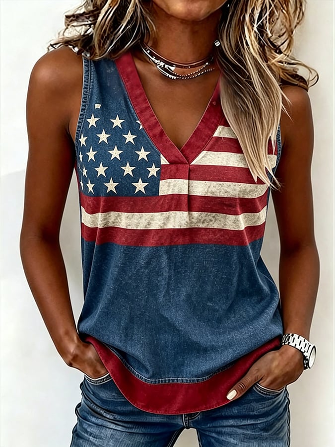 Women's Retro Independence Day We The People 1776-2026 Print Vest