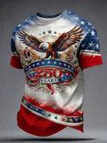 Men'S Retro American Flag Vintage 250Th Anniversary Celebration Commemorative Printed Short Sleeved T-Shirt