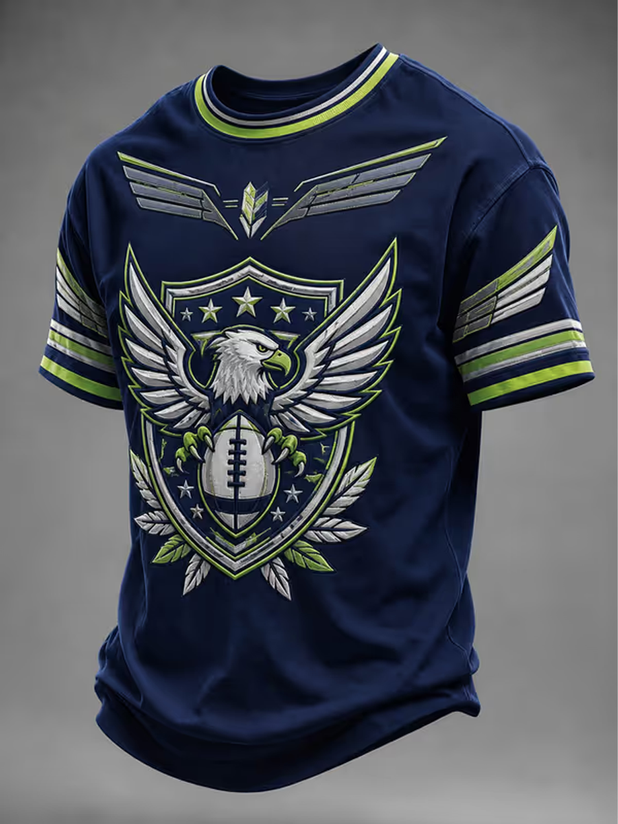 Men'S Football Printed Short Sleeved T-Shirt
