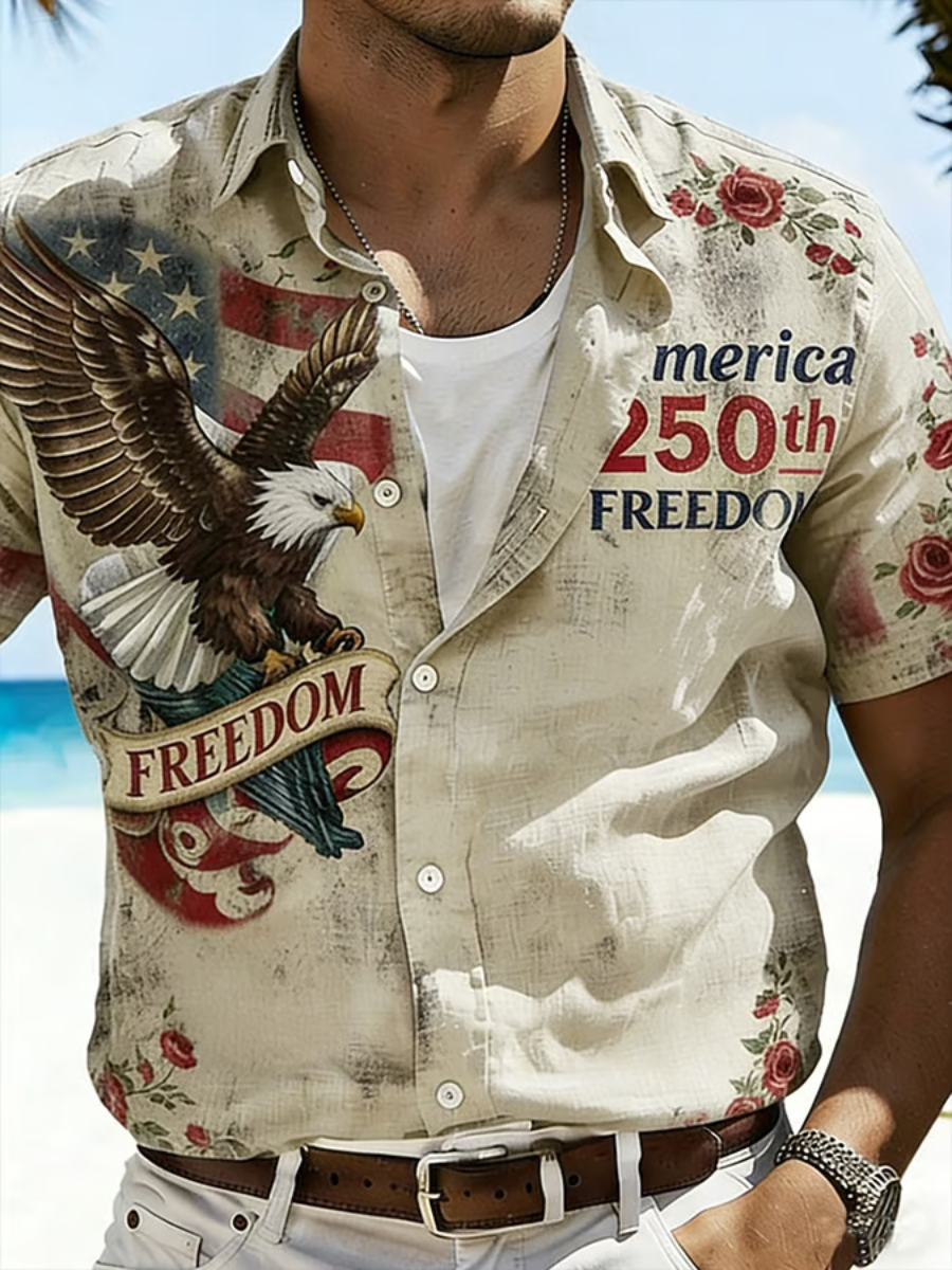 Men's 250th Anniversary Celebration Commemorative Printed Short Sleeve Shirt