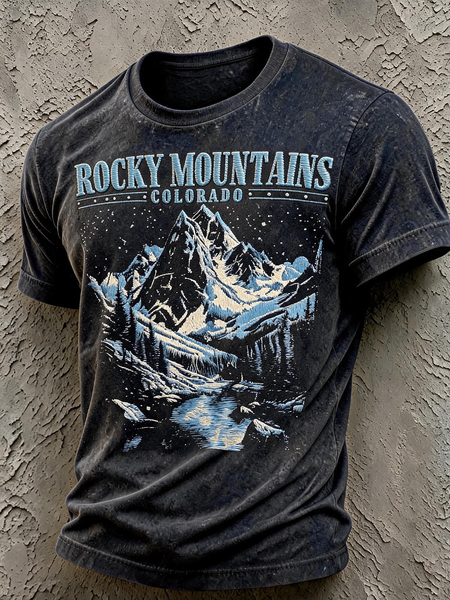 Men'S Colorado Strong Rocky Mountains Print Short Sleeve T-Shirt