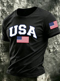 Men's The United States of America Printed Casual T-shirt