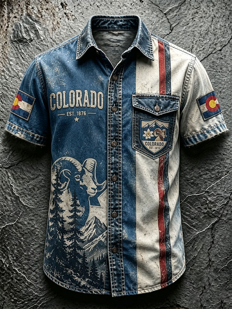 Men'S Colorado Strong Vintage Rocky Mountains Shirt
