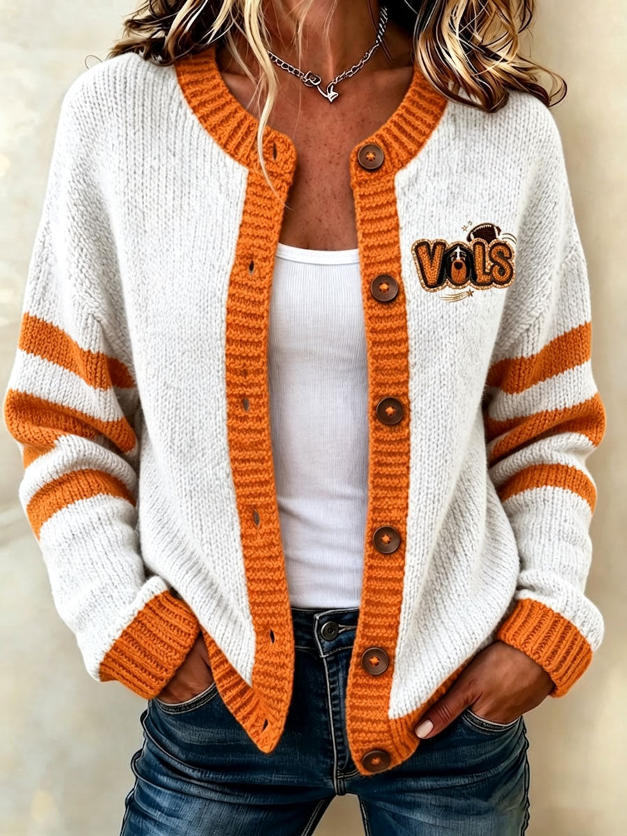 Women's Football Pattern Knitted Cardigan Top