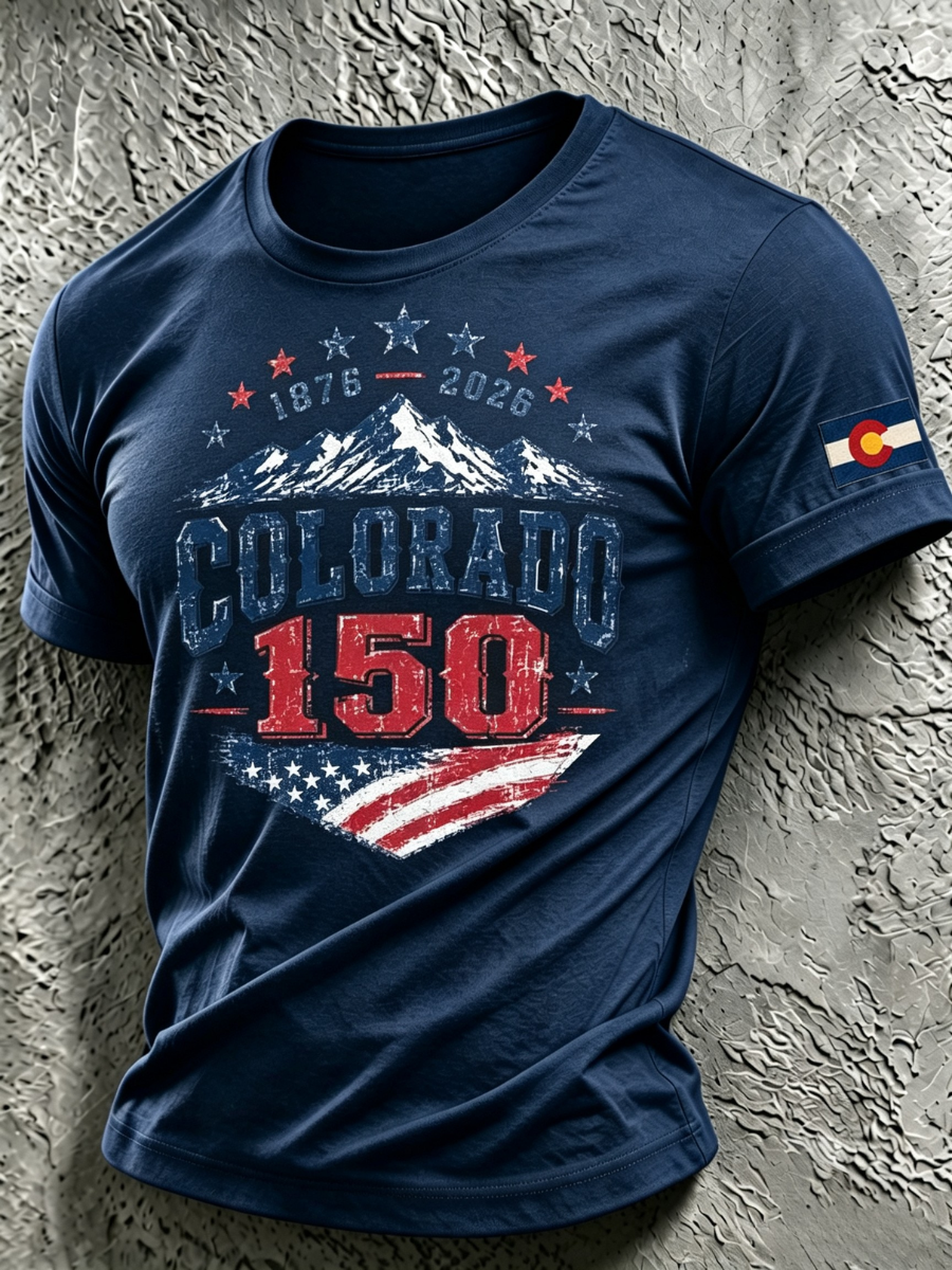 Men's Colorado 150th Anniversary America 250th Anniversary Print Short Sleeve T-Shirt
