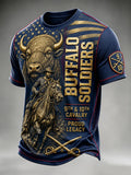 Men's Retro Buffalo Soldier Print Casual T-Shirt
