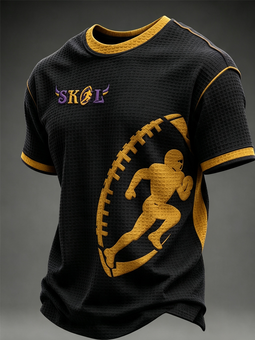 Men'S Football Print Waffle T-Shirt