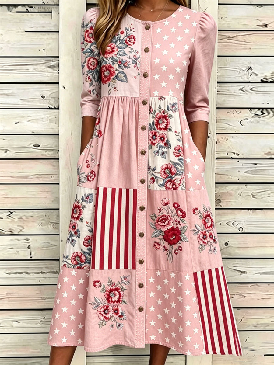Women'S Casual American Independence Day Print Art Casual Dress