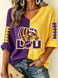 Women'S Football Print Waffle  Top
