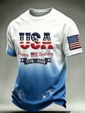 Men'S Retro Faith Independence Day Printed Casual Short Sleeved T-Shirt