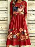 Women'S Flag Floral Printed Casual Dress