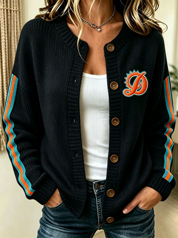 Women'S Casual Football Plant Knitted Cardigan Top