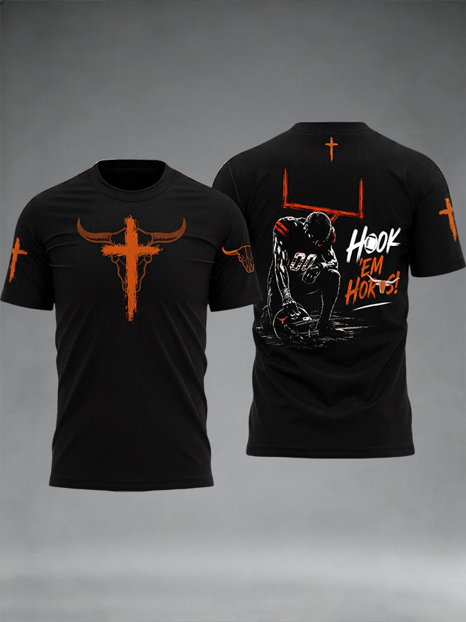 Men'S Rugby Printed Round Neck T-Shirt