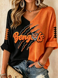 Women'S Football Print Waffle Top