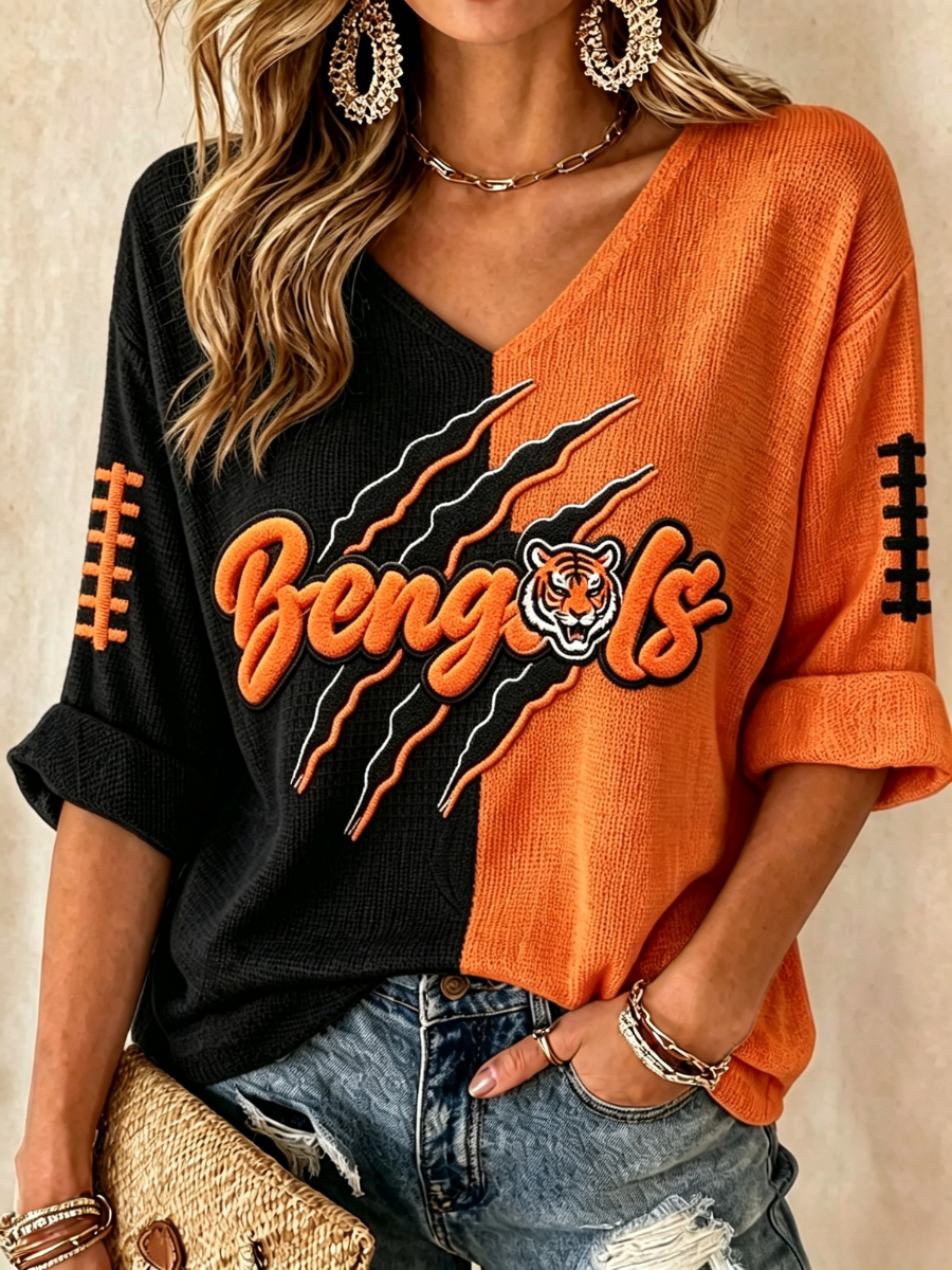 Women'S Football Print Waffle Top