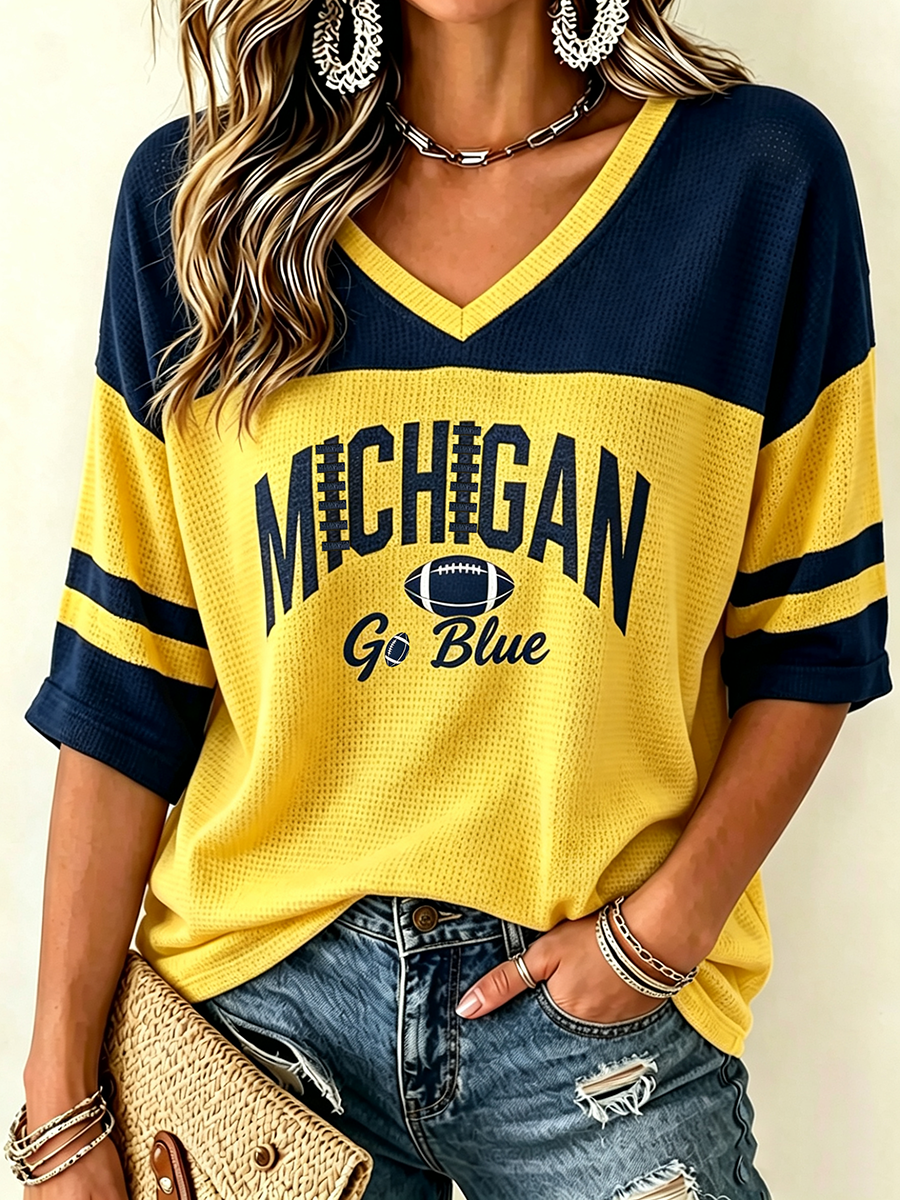Women's Rugby Print Waffle T-Shirt