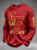 Men'S Football Printed Waffle Sweatshirt