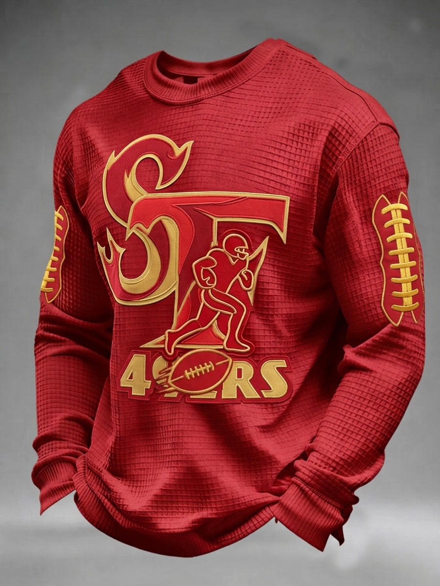 Men'S Football Printed Waffle Sweatshirt