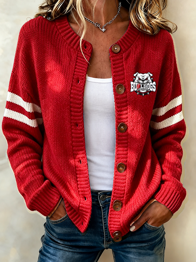 Women'S Casual Football Plant Knitted Cardigan Top