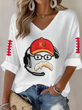 Women'S Football Print Waffle Top
