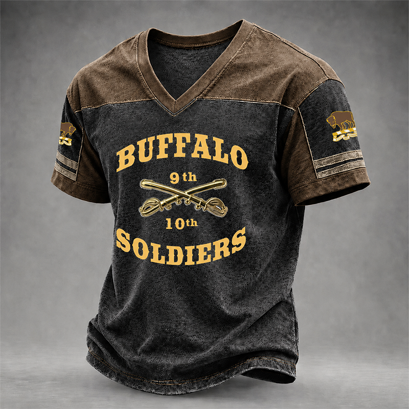 Men's Buffalo Soldier Summer V-Neck T-Shirt