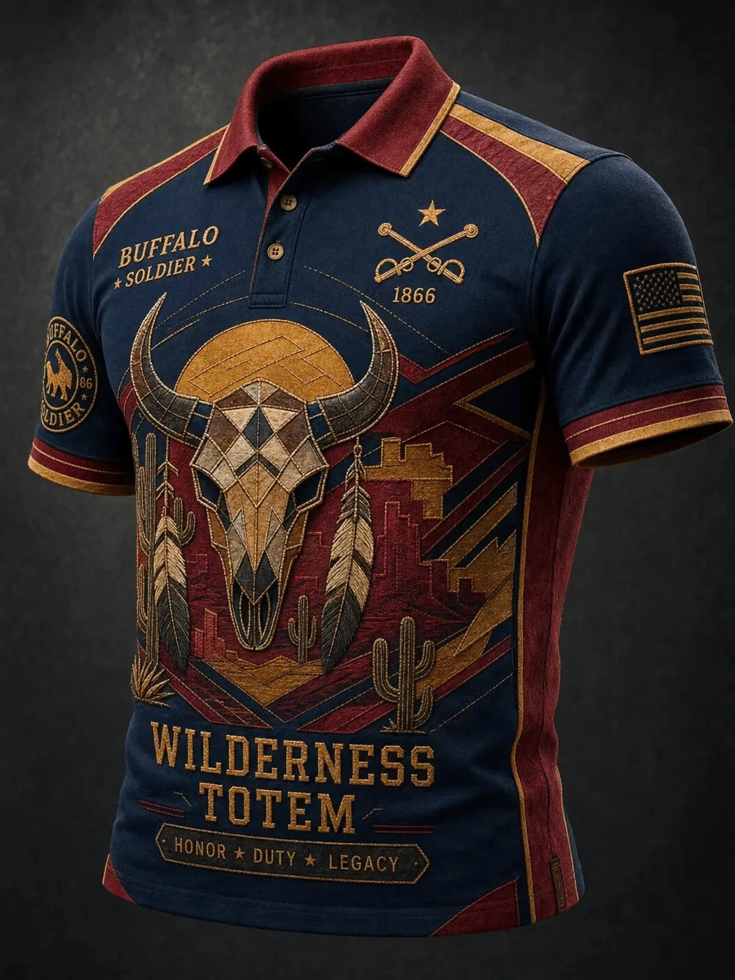 Men's Black Buffalo Soldier Print Top