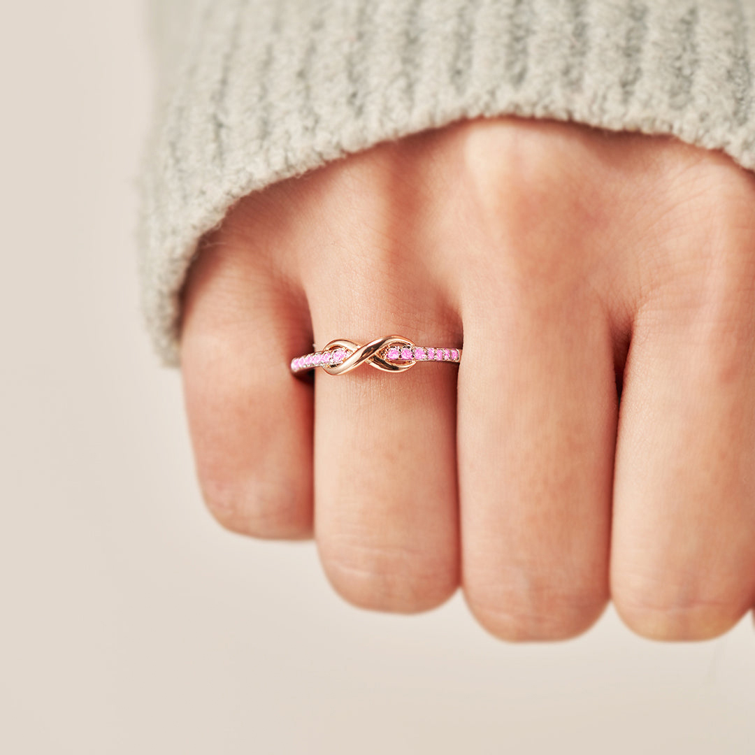 S925 Raise Awareness Of Breast Cancer Pink Infinity Diamond Ring