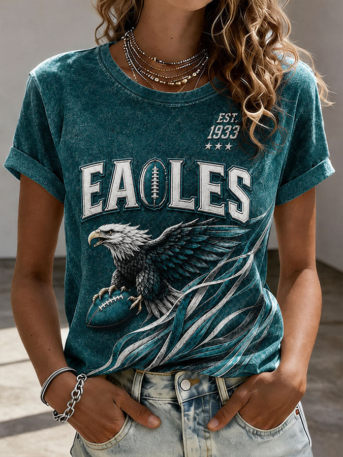 Women'S Retro Football Print T-Shirt